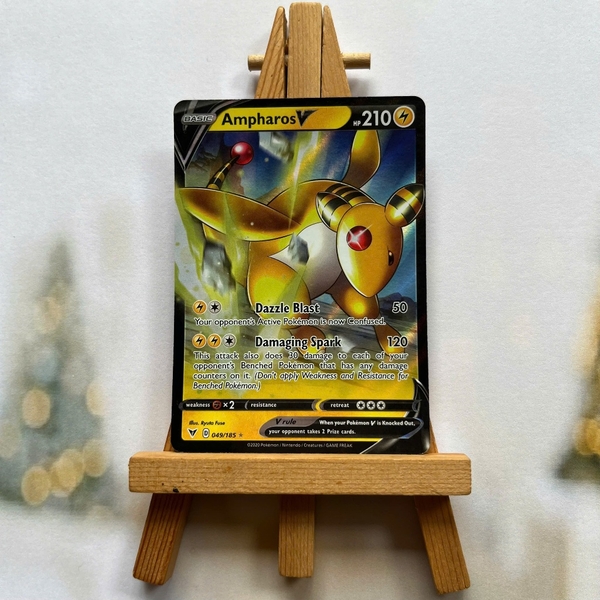 Thẻ hình Pokemon Ampharos V 049/185 - Lá bài lẻ Vivid Voltage Ultra Rare tiếng Anh chính hãng ảnh 2