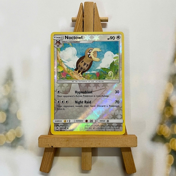 Thẻ hình Pokemon Noctowl 107/147 - Lá bài lẻ Sun & Moon Burning Shadows Uncommon Reverse Holo tiếng Anh chính hãng
