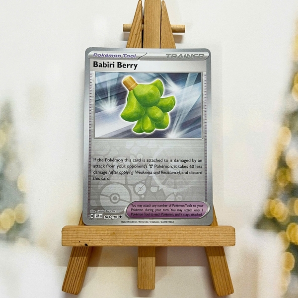 Thẻ hình Pokemon Babiri Berry 163/191 - Lá bài lẻ Surging Sparks Uncommon Reverse Holo tiếng Anh chính hãng ảnh 2