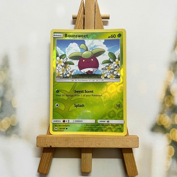 Thẻ hình Pokemon Bounsweet 18/149 - Lá bài lẻ Sun & Moon Base Set Common Reverse Holo tiếng Anh chính hãng