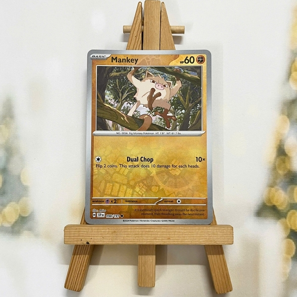 Thẻ hình Pokemon Mankey 098/191 - Lá bài lẻ Surging Sparks Common Reverse Holo tiếng Anh chính hãng