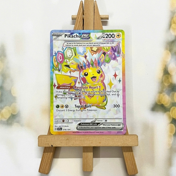 Thẻ hình Pokemon Pikachu ex 219/191 - Lá bài lẻ Surging Sparks Full Art Secret Rare tiếng Anh chính hãng