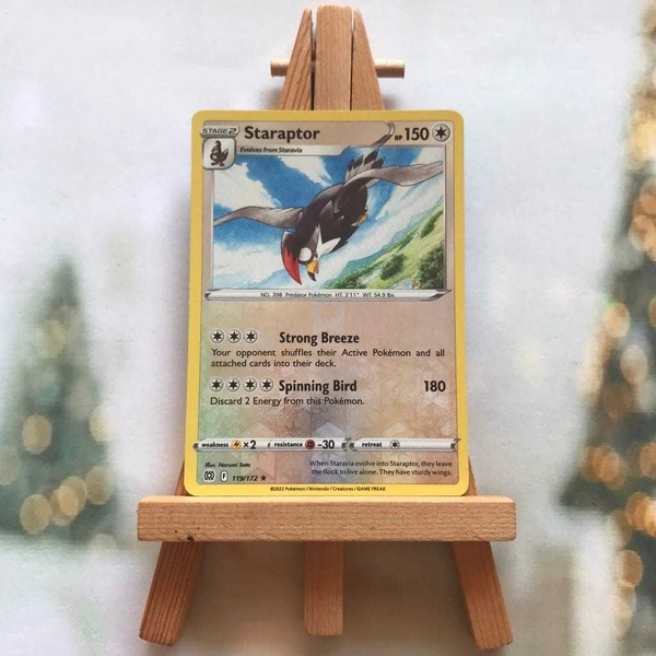 Thẻ hình Pokemon Staraptor 119/172 - Lá bài Brilliant Stars Rare Reverse Holo tiếng Anh ảnh 4