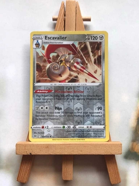 Thẻ hình Pokemon Escavalier 101/172 - Lá bài lẻ Brilliant Stars Rare Reverse Holo tiếng Anh ảnh 2