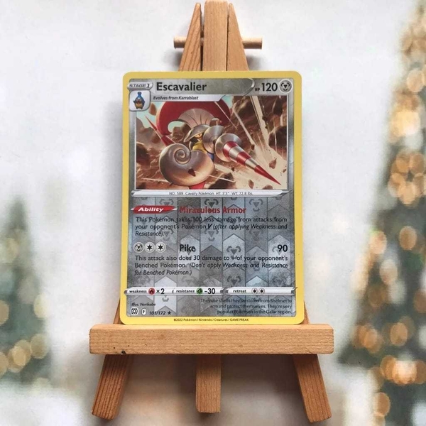 Thẻ hình Pokemon Escavalier 101/172 - Lá bài lẻ Brilliant Stars Rare Reverse Holo tiếng Anh ảnh 4