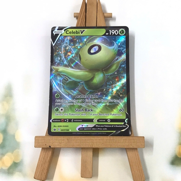 Thẻ hình Pokemon Celebi V 007/198 - Lá bài lẻ Sword &amp; Shield Chilling Reign Ultra Rare tiếng Anh chính hãng ảnh 2