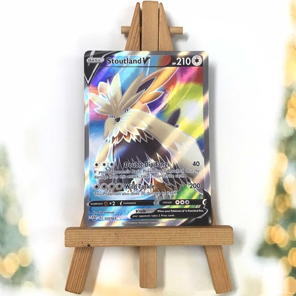 Thẻ hình Pokemon Stoutland V 157/163 - Lá bài lẻ Battle Styles Full Art Ultra Rare tiếng Anh chính hãng