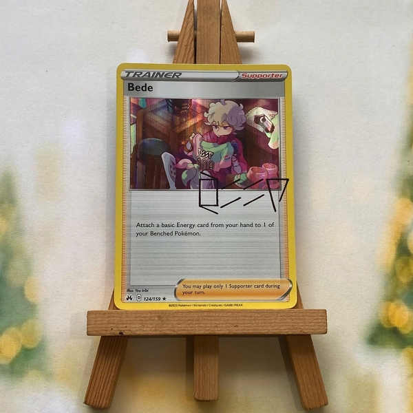 Thẻ hình Pokemon Bede 124/159 - Lá bài lẻ Crown Zenith Signature Rare Reverse Holo tiếng Anh chính hãng ảnh 2