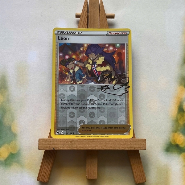 Thẻ hình Pokemon Leon 134/159 - Lá bài lẻ Crown Zenith Signature Rare Reverse Holo tiếng Anh chính hãng ảnh 3