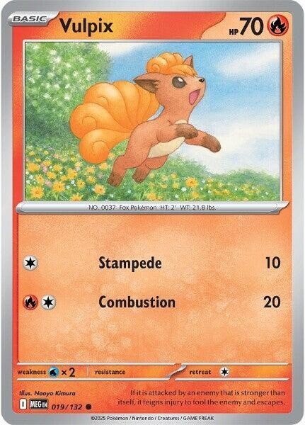 Thẻ hình Pokemon Vulpix 019/132 - Lá bài lẻ Mega Evolution Base Set Common Reverse Holo tiếng Anh chính hãng