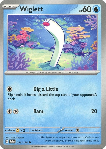 Thẻ hình Pokemon Wiglett 056/198 - Lá bài lẻ Scarlet & Violet Base Set Common Reverse Holo tiếng Anh chính hãng