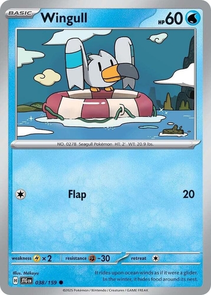 Thẻ hình Pokemon Wingull 038/159 - Lá bài lẻ Journey Together Common Reverse Holo tiếng Anh chính hãng