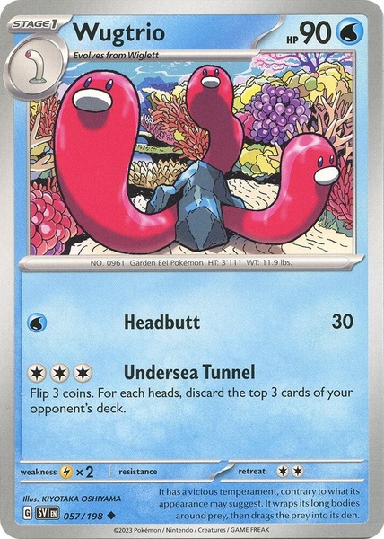 Thẻ hình Pokemon Wugtrio 057/198 - Lá bài lẻ Scarlet & Violet Base Set Uncommon Reverse Holo tiếng Anh chính hãng