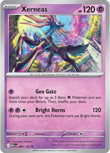 Thẻ hình Pokemon Xerneas 064/132 - Lá bài lẻ Mega Evolution Base Set Holo Rare Reverse Holo tiếng Anh chính hãng