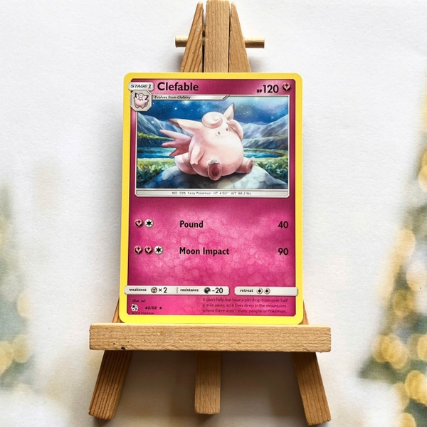 Thẻ hình Pokemon Clefable 40/68 - Lá bài lẻ Sun & Moon: Hidden Fates Rare Reverse Holo tiếng Anh chính hãng ảnh 2
