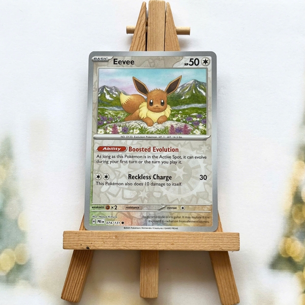Thẻ hình Pokemon Eevee 074/131 - Lá bài lẻ Prismatic Evolutions Common Reverse Holo tiếng Anh chính hãng