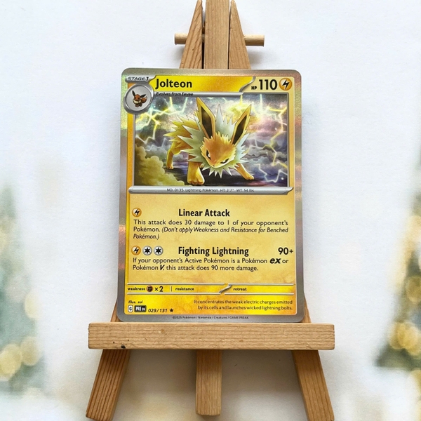 Thẻ hình Pokemon Jolteon 029/131 - Lá bài lẻ Prismatic Evolutions Rare Reverse Holo tiếng Anh chính hãng ảnh 2