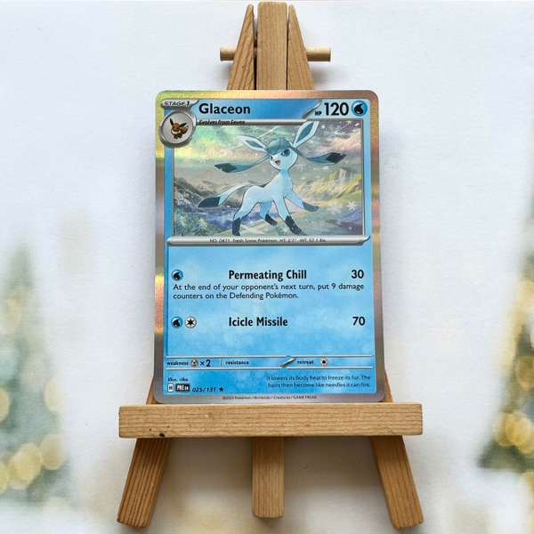 Thẻ hình Pokemon Glaceon 025/131 - Lá bài lẻ Prismatic Evolutions Rare Reverse Holo tiếng Anh chính hãng
