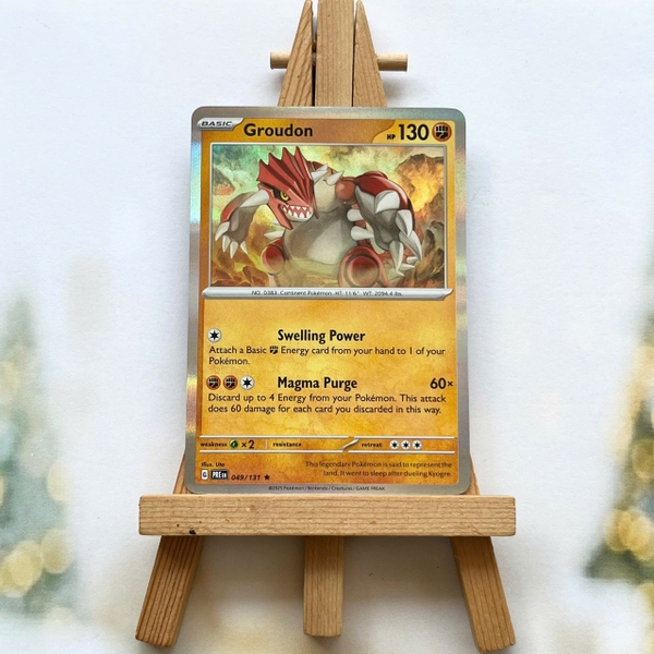 Thẻ hình Pokemon Groudon 049/131 - Lá bài lẻ Prismatic Evolutions Rare Reverse Holo tiếng Anh chính hãng ảnh 2