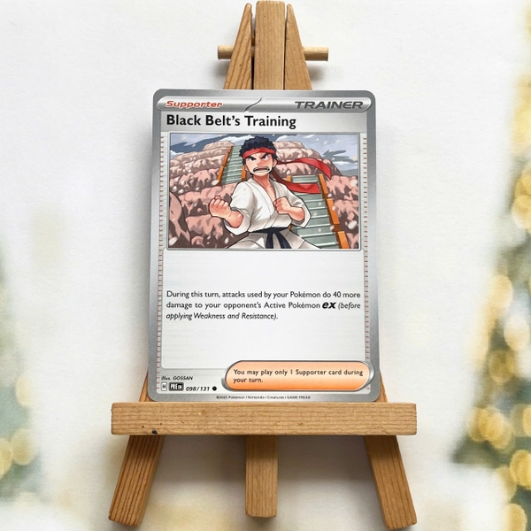Thẻ hình Pokemon Black Belt's Training 098/131 - Lá bài lẻ Prismatic Evolutions Common Reverse Holo tiếng Anh chính hãng ảnh 2