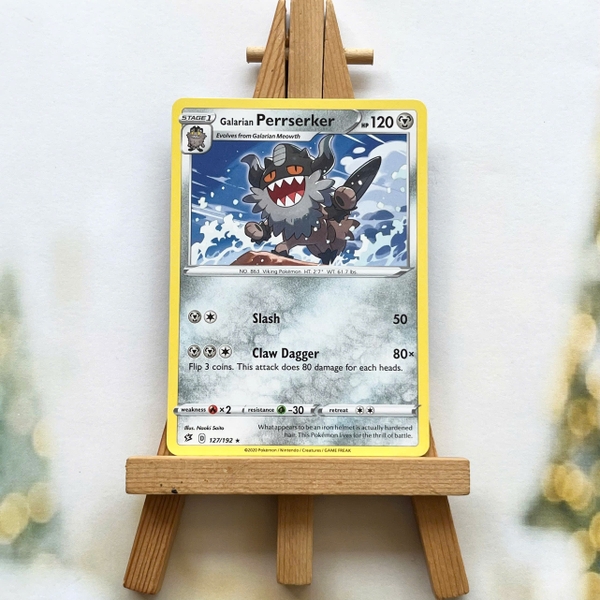 Thẻ hình Pokemon Galarian Perrserker 127/192 - Lá bài lẻ Rebel Clash Rare tiếng Anh chính hãng
