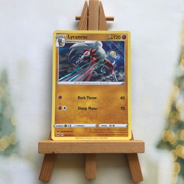 Thẻ hình Pokemon Lycanroc 095/185 - Lá bài lẻ Rare Reverse Holo tiếng Anh chính hãng ảnh 2