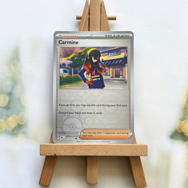 Thẻ hình Pokemon Carmine 103/131 - Lá bài lẻ Prismatic Evolutions Uncommon Reverse Holo tiếng Anh chính hãng