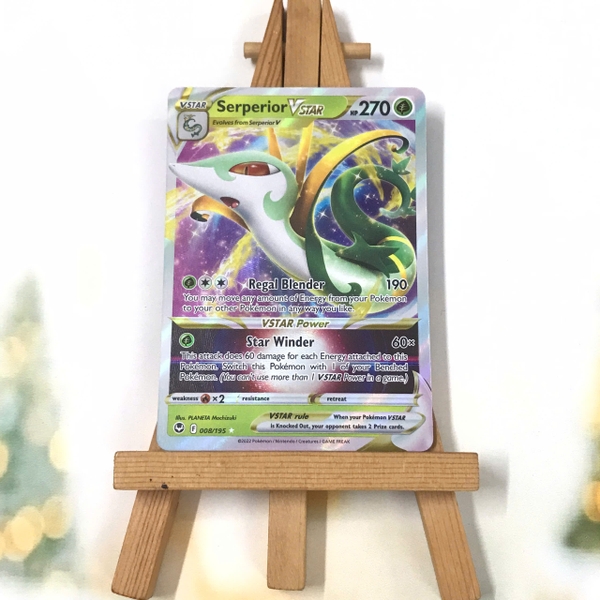 Thẻ hình Pokemon Serperior VSTAR 008/195 - Lá bài lẻ Silver Tempest Ultra Rare tiếng Anh chính hãng