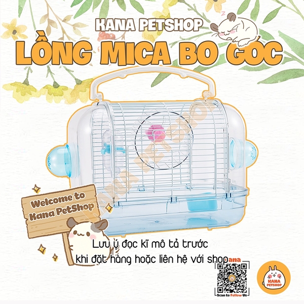 Lồng Mica Hamster Chuồng Mica Bo Góc Mix Lưới Dành Cho Hamster Bear, Winter White