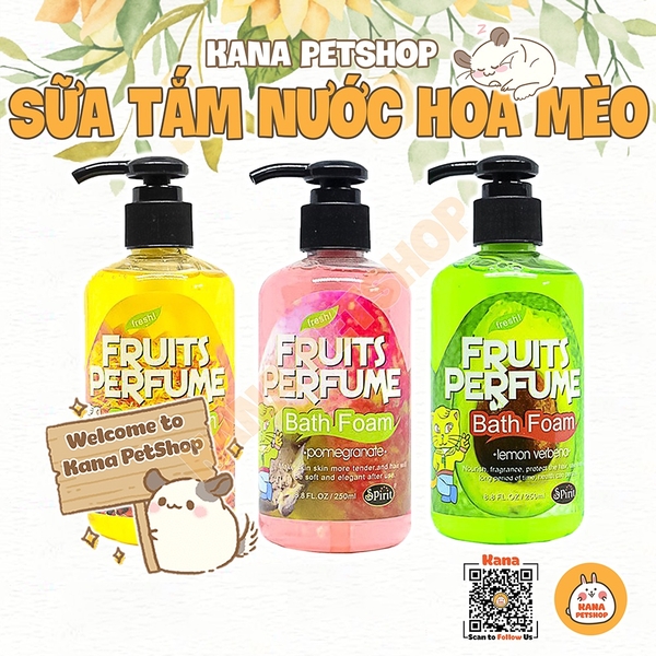 Sữa Tắm Cho Mèo 🐹FREESHIP🐹 Sữa Tắm Hương Nước Hoa Trái Cây Cho Mèo Fruits Perfume Dung Tích 250ml