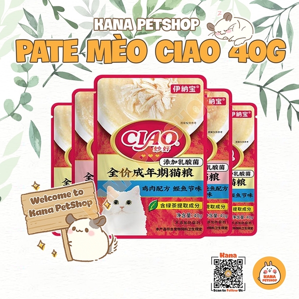 Pate Mèo Ciao Fillet 🐹FREESHIP🐹 Pate Ciao 40G Thức Ăn Cho Mèo Giúp Mèo Mau Mập