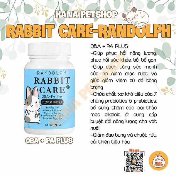 Rabbit Care Randolph 🐹FREESHIP🐹 Hồi Phục Pet Tiêu Hóa Đường Ruột Thỏ Bọ Chinchilla Sóc Gặm Nhắm