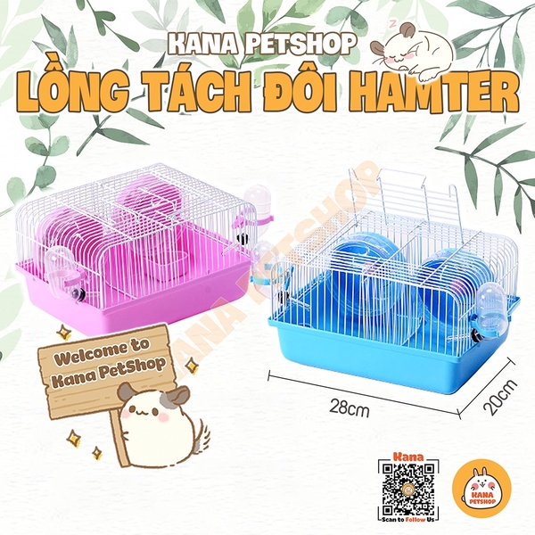 Lồng Hamster Nhựa 🐹FREESHIP🐹 Lồng Tách Đôi - Lồng Ngăn Đôi Hamster Có Phụ Kiện Hamster , Nhím , Sóc ...