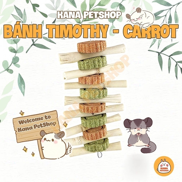 Bánh Cỏ Timothy 🐹FREESHIP🐹 Bánh Cỏ Cành Táo Mix Cà Rốt Mài Răng , Thức Ăn Cho Thỏ , Bọ.