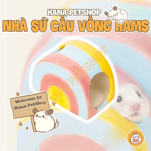 Nhà Sứ Hamster . Nhà Ngủ Sứ Hamster Mẫu Cầu Vồng