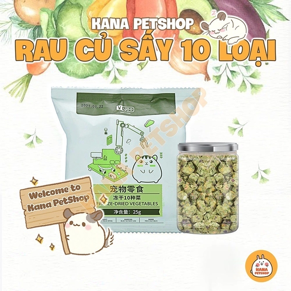 Rau Củ Sấy Yee Thức Ăn Hamster 🐹FREESHIP🐹 Đồ Ăn Dặm Viên Sấy 10 Loại Thịt và Rau Củ Yee Hamster, Nhím , Sóc ...