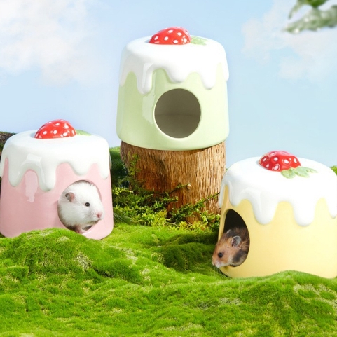 Nhà Sứ Hamster 🐹FREESHIP🐹 Nhà Ngủ Sứ Pudding Hamster Yee Giảm Nhiệt Cho Hamster Bear, WinterWhite, Robo