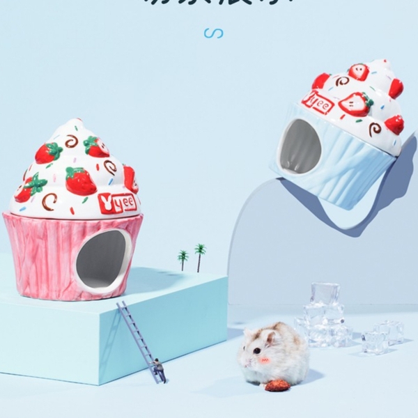Nhà Sứ Hamster 🐹FREESHIP🐹 Nhà Ngủ Sứ Cupcake Hamster Yee Giảm Nhiệt Cho Hamster Bear, WinterWhite, Robo