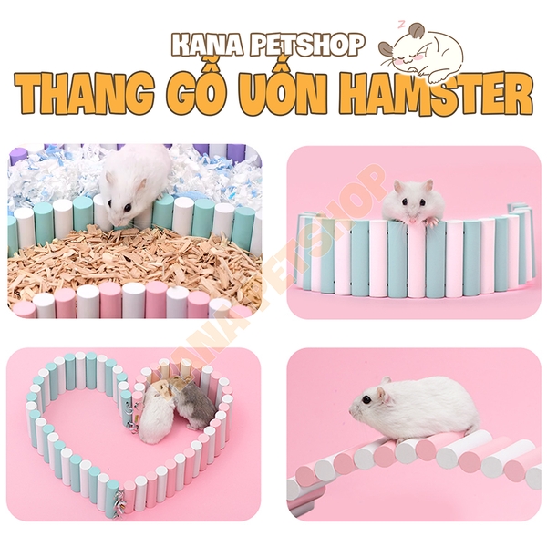 Thang Gỗ Uốn Hamster 🐹FREESHIP🐹 Thang Gỗ Uốn Trang Trí Phân Chia Khu Vực Lồng Hamster