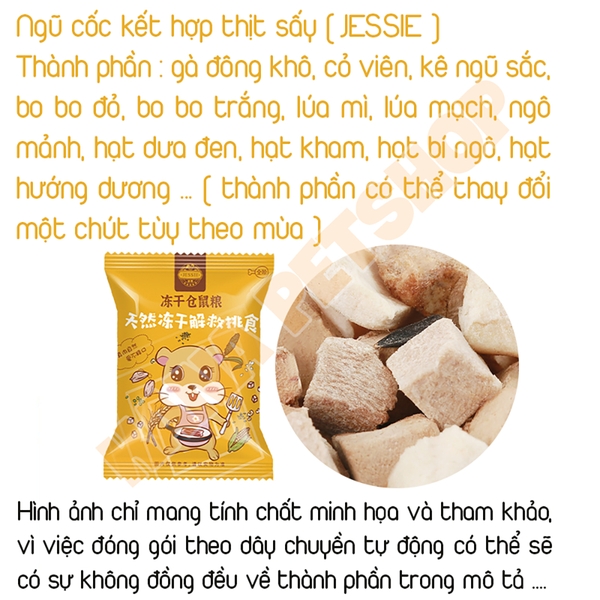 Thức Ăn Ngũ Cốc Mini 🐹FREESHIP🐹 Jessie Gói Mini 5 Vị Rau Củ - Hải Sản - Hoa Cỏ -Thịt Sấy Cho hamster