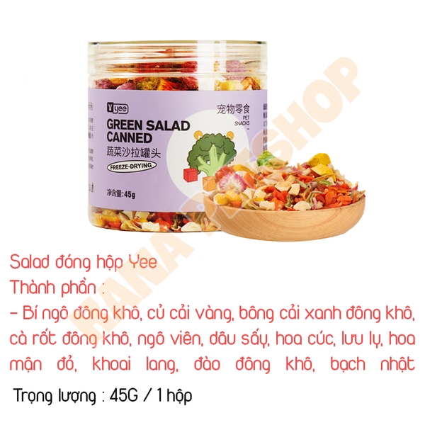 Snack Rau Đông Khô Hamster 🐹FREESHIP🐹 Rau Củ Hoa Quả Sấy Lạnh Giải Nhiệt Hãng Yee Dành Cho Hamster, Sóc, Nhím, Thỏ, Bọ