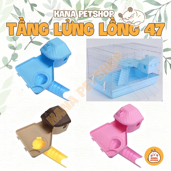 Gác Lửng Nhựa Hamster 🐹FREESHIP🐹 Tầng Lửng ,  Có Nhà Ngủ Kèm Cầu Tuột Cho Lồng 47CM .