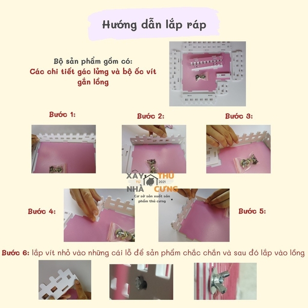 Gác lửng có hàng rào 🐹FREESHIP🐹 Gác 𝗛𝗮̀𝗻𝗴 𝗥𝗮̀𝗼 lồng hamster 47cm (có kèm bộ ốc vít gắn vào lồng) kích thước 24x19x5cm