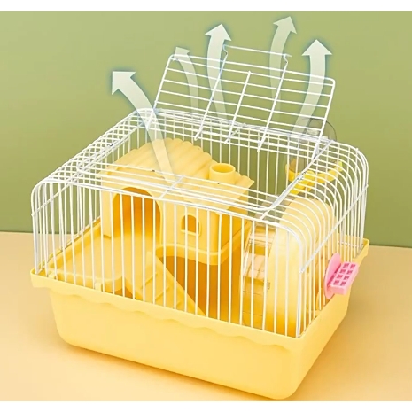 Lồng Hamster Mini Kèm Gác Lửng Nhỏ Full.Chuồng Hamster Mini 𝐠𝐚́𝐜 𝐥𝐮̛̉𝐧𝐠 𝐧𝐡𝐨̉ Full Phụ Kiện Wheel Chạy Chén Ăn Bình Nước