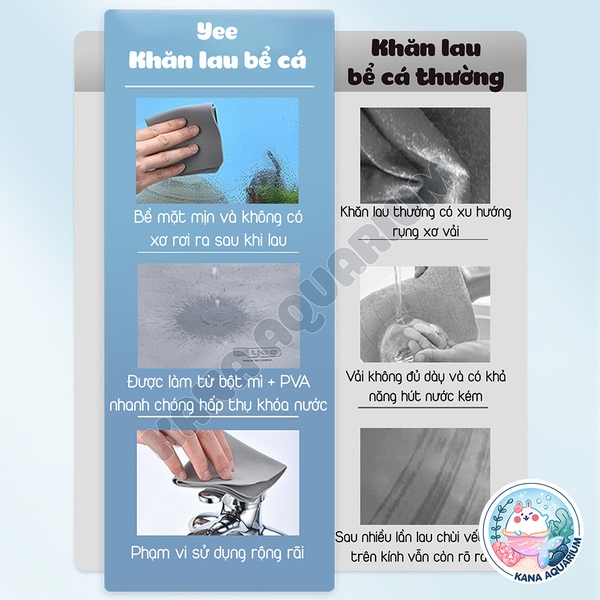 Khăn Lau Bể Kính Yee 🐟 FREESHIP 🐟 Khăn Chuyên Dụng Siêu Mịn Không Bám Lông Không Xước Kính Hồ Cá