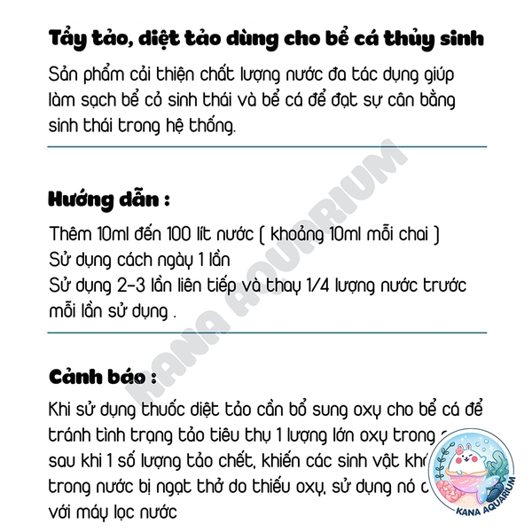 ALGAECIDE Ngăn Ngừa Rêu Tảo 🐟 FREESHIP 🐟 YEE Hạn Chế Rêu Tảo An Toàn Không Gây Hại Cho Cá