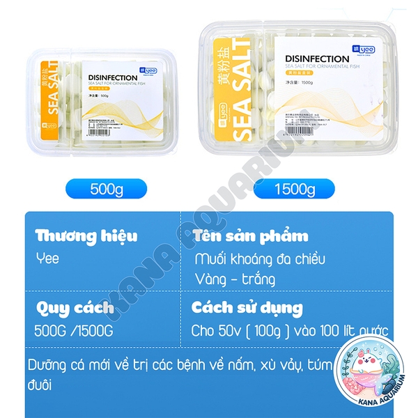Muối 2 Màu Yee 🐟 FREESHIP 🐟 Muối Khoáng Viên Nén Yee Tăng Cường Sức Đề Kháng Phòng Bệnh Cho Cá Cảnh