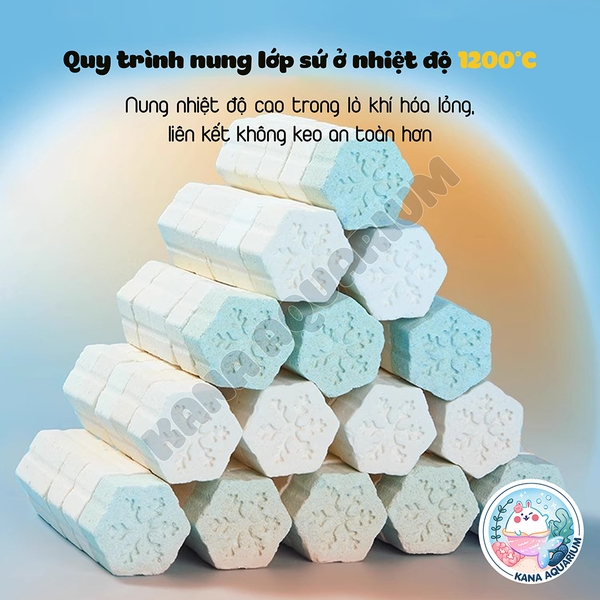 Viên Sứ Lọc Bông Tuyết 3D Nano Yee 🐟 FREESHIP 🐟 Vật Liệu Lọc Bể Cá Cao Cấp Cân Bằng Ph Khử Tanh Hồ