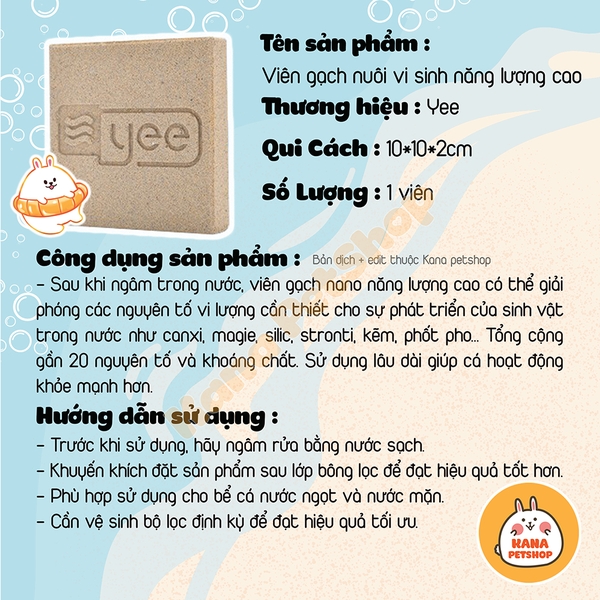 Sứ Gạch Cao Cấp Nanocultured 🐟 FREESHIP 🐟 Gạch Nano Yee Giúp Nước Trong Sạch, Ổn Định Hệ Sinh Thái