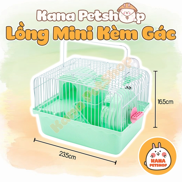 Lồng Hamster Mini Kèm Gác Lửng Nhỏ Full.Chuồng Hamster Mini 𝐠𝐚́𝐜 𝐥𝐮̛̉𝐧𝐠 𝐧𝐡𝐨̉ Full Phụ Kiện Wheel Chạy Chén Ăn Bình Nước